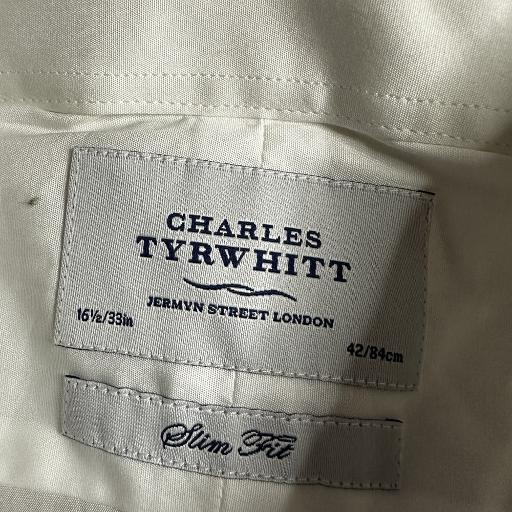 Charles Tyrwhitt Oxford Dress Shirt Mens XL 16.5-32/33 White Slim Fit CLEAN - Picture 5 of 6